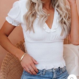 NWT Smocked Ruffle Crop Top